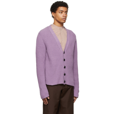 Shop Jil Sander Purple Knit Cardigan In 516 - Mauve