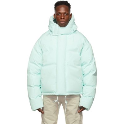 Blue Down Soa Puffer Jacket In Frozen Dew