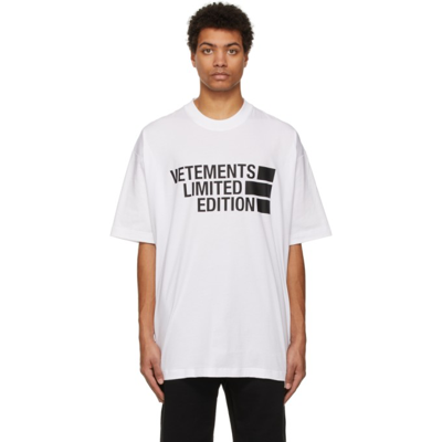 Shop Vetements White 'limited Edition' Logo T-shirt