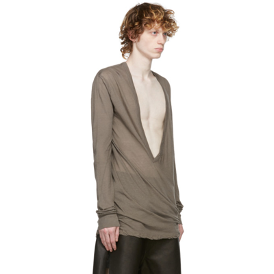 Shop Rick Owens Taupe Dylan Long Sleeve T-shirt In 34 Dust