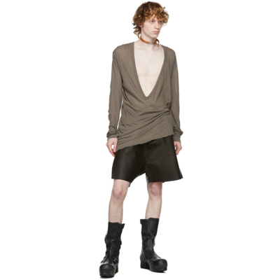 Shop Rick Owens Taupe Dylan Long Sleeve T-shirt In 34 Dust