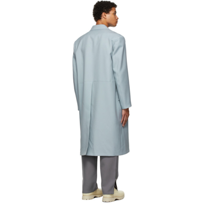 Shop Jil Sander Blue Sharp Wool Serge Coat In 051 - Peltr