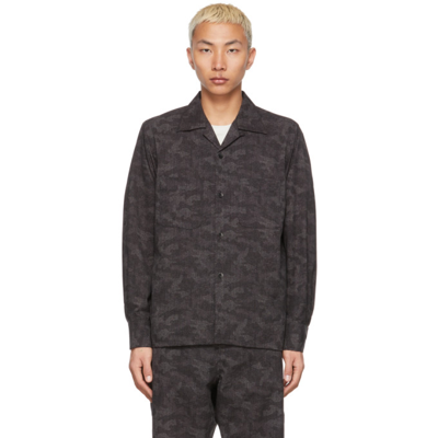 Shop South2 West8 Black Camo Button-up Shirt In B-charcoal/black