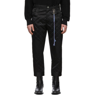 Shop Song For The Mute Black Tab Knee Patch Pocket Trousers
