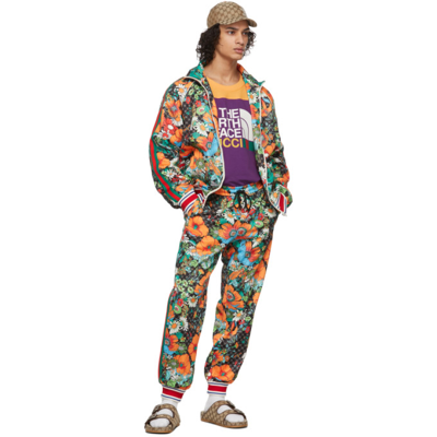 Shop Gucci The North Face Edition Multicolor Floral Lounge Pants In 1099 Black/orange/mu