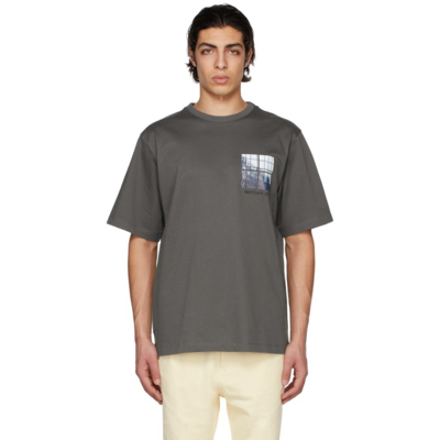 Shop Juunj Grey 'délicat' Graphic Half Sleeve T-shirt In 3 Grey