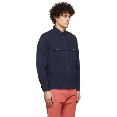 Shop Ps By Paul Smith Navy Zebra Two-pocket Shirt In 49 Blues