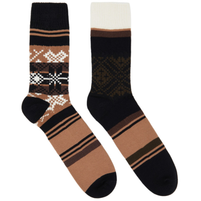 Shop Sacai Brown & Black Rug Socks In 664 Multi