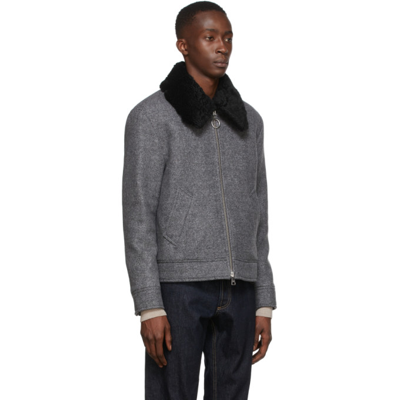 Shop Ami Alexandre Mattiussi Grey Felted Wool Coat In 55 Grey