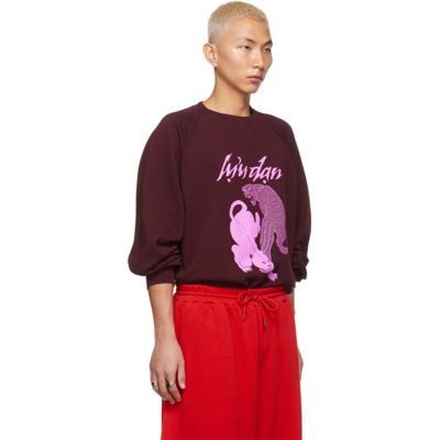 Shop Lu'u Dan Ssense Exclusive Burgundy Leopards Sweatshirt In Oxblood Plus Print