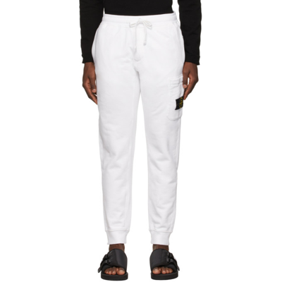 Shop Stone Island White Fleece Lounge Pants In V0001 White