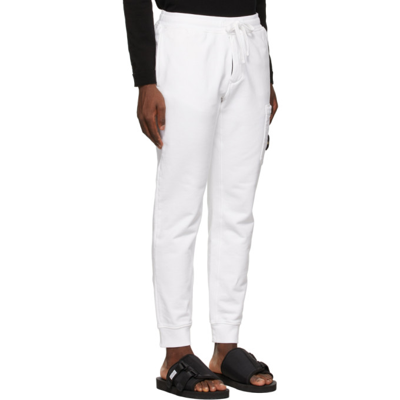 Shop Stone Island White Fleece Lounge Pants In V0001 White