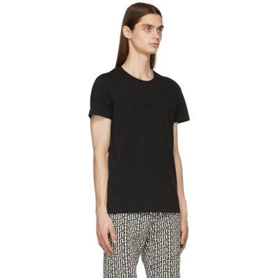 Shop Balmain Black Embossed Logo T-shirt In 0pa Noir