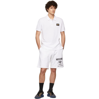 Shop Moschino White Label Piqué Polo In A0001 White