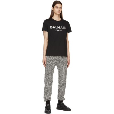 Shop Balmain Black Foil Logo T-shirt In Eac Noir/argent