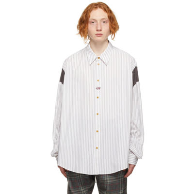 Shop Vivienne Westwood White & Green Striped Oversize Shirt