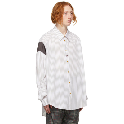 Shop Vivienne Westwood White & Green Striped Oversize Shirt
