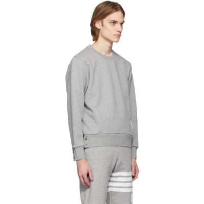 Shop Thom Browne Grey Back Stripe Loopback Sweatshirt In 55 Light Grey