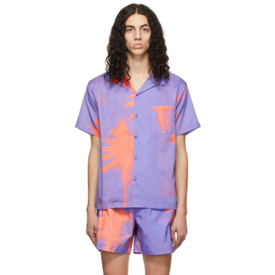 Shop Double Rainbouu Purple & Orange Palm Camp Shirt In Bikinni Kill (purple