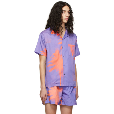 Shop Double Rainbouu Purple & Orange Palm Camp Shirt In Bikinni Kill (purple