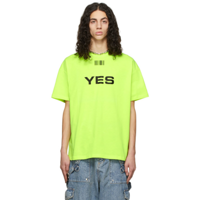 Shop Vtmnts Yellow 'yes No' T-shirt In Fluo Yellow