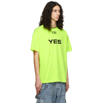 Shop Vtmnts Yellow 'yes No' T-shirt In Fluo Yellow