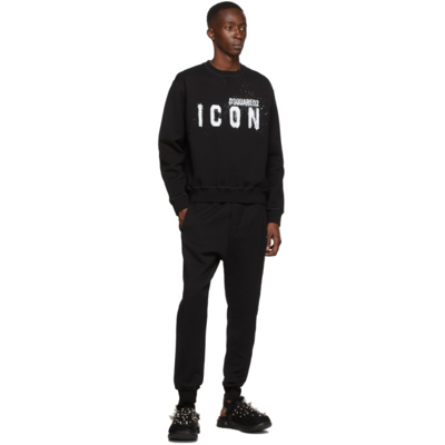 Shop Dsquared2 Black Icon Spray Sweatshirt In 900 Black