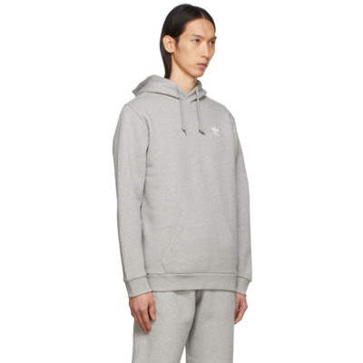 Shop Adidas Originals Grey Essentials Hoodie In Medium Grey Heather