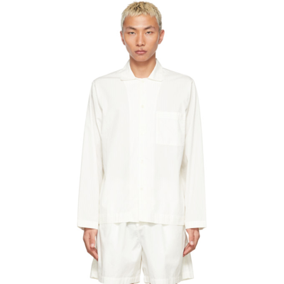 Shop Tekla Off-white Poplin Stripe Pyjama Shirt In Morning Whi