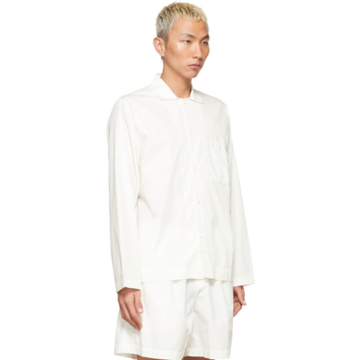 Shop Tekla Off-white Poplin Stripe Pyjama Shirt In Morning Whi