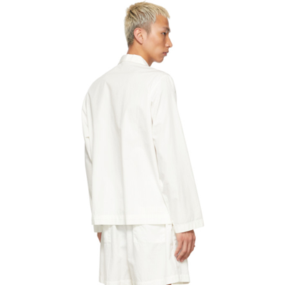 Shop Tekla Off-white Poplin Stripe Pyjama Shirt In Morning Whi