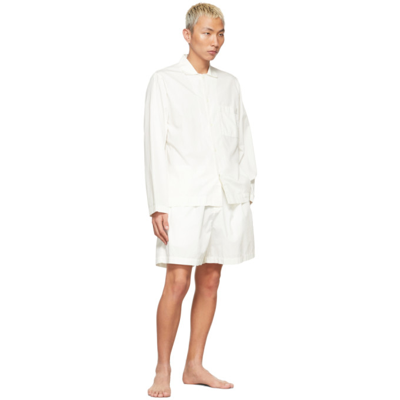 Shop Tekla Off-white Poplin Stripe Pyjama Shirt In Morning Whi