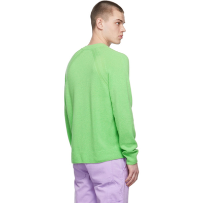 Shop Versace Green Cashmere Embroidered Medusa Sweater In 1g670 Neon Green