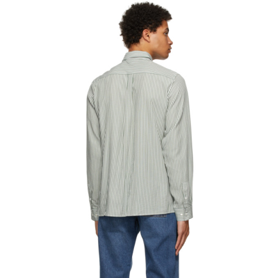 Shop Another Aspect White & Green Another 1.0 Shirt In Evergreen Stripe