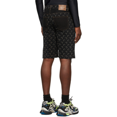 Shop Marine Serre Black Denim Moon Shorts In 00 Black