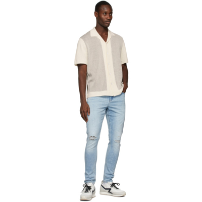 Rag & Bone Harvey Short Sleeve Knit Button-up Camp Shirt In Ivory