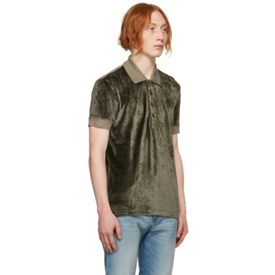 Tom Ford Velvet Short-sleeve Polo Shirt In Gray | ModeSens