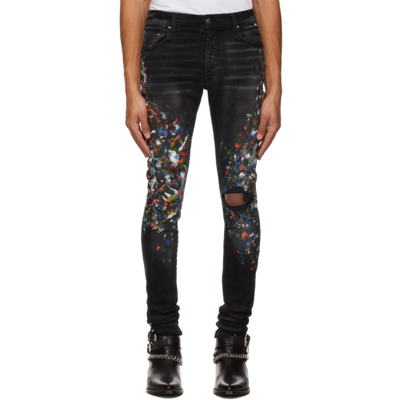 Shop Amiri Black Skinny Painter Jeans In Aged Black