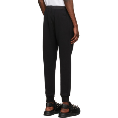 Shop Dsquared2 Black Fleece Uneven Lounge Pants In 900 Black