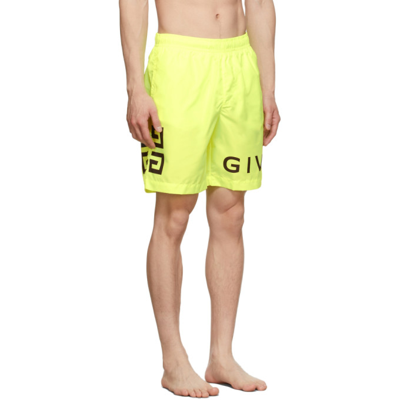 Shop Givenchy Yellow 4g Swim Shorts In 734 Yllw