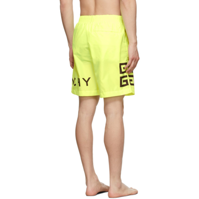 Shop Givenchy Yellow 4g Swim Shorts In 734 Yllw