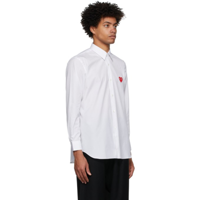 Shop Comme Des Garçons Play White Heart Patch Shirt In 2 White