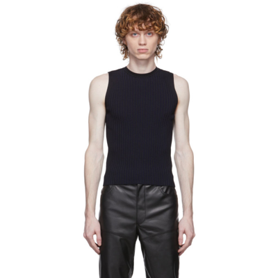 Shop Dion Lee Black & Navy Rib Knit Tank Top In Black/ink