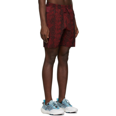 Shop Adidas X Ivy Park Red Scales Running Shorts In Cherry Wood/black