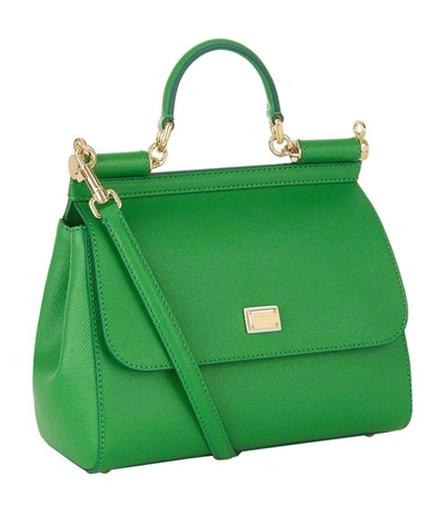 Shop Dolce & Gabbana Medium Sicily Top Handle Bag In Green