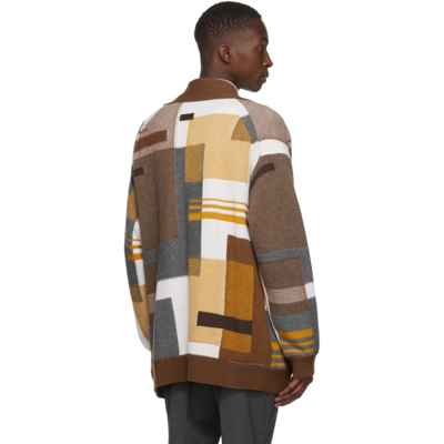 Shop Ermenegildo Zegna Brown & Yellow Cashmere Cardigan In 100 Brown