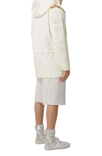 Shop Burberry Parkhurst Perforated Logo Parka In Parchment