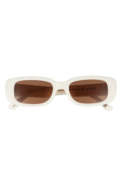 Shop Aire Ceres 51mm Rectangular Sunglasses In Ivory / Hazel Tint