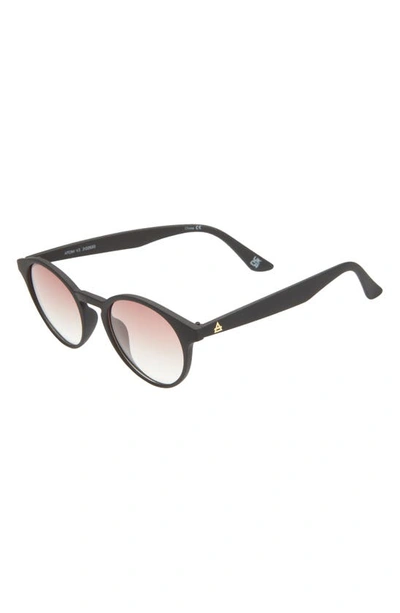 Shop Aire Atom 55mm Round Sunglasses In Black Rubber / Warm Smoke Grad