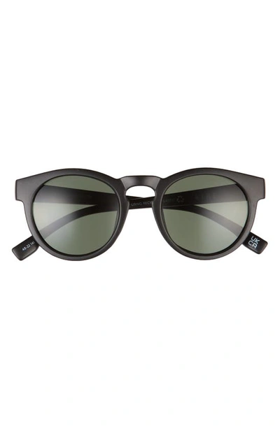 Shop Aire Cursa 48mm Round Sunglasses In Matte Black / Green Mono